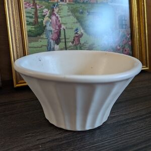 Elegant White Fluted Bowl Planter Matte Cream